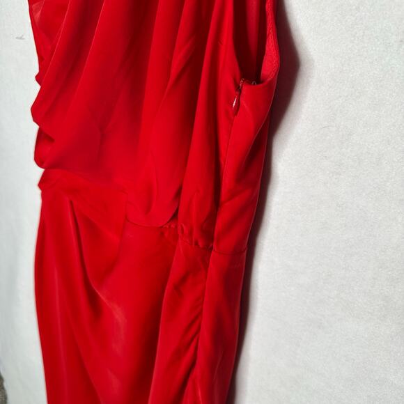 NWT Line & Dot One Shoulder Draped Slit Midi Dress – Red – Size M - Picture 9 of 13